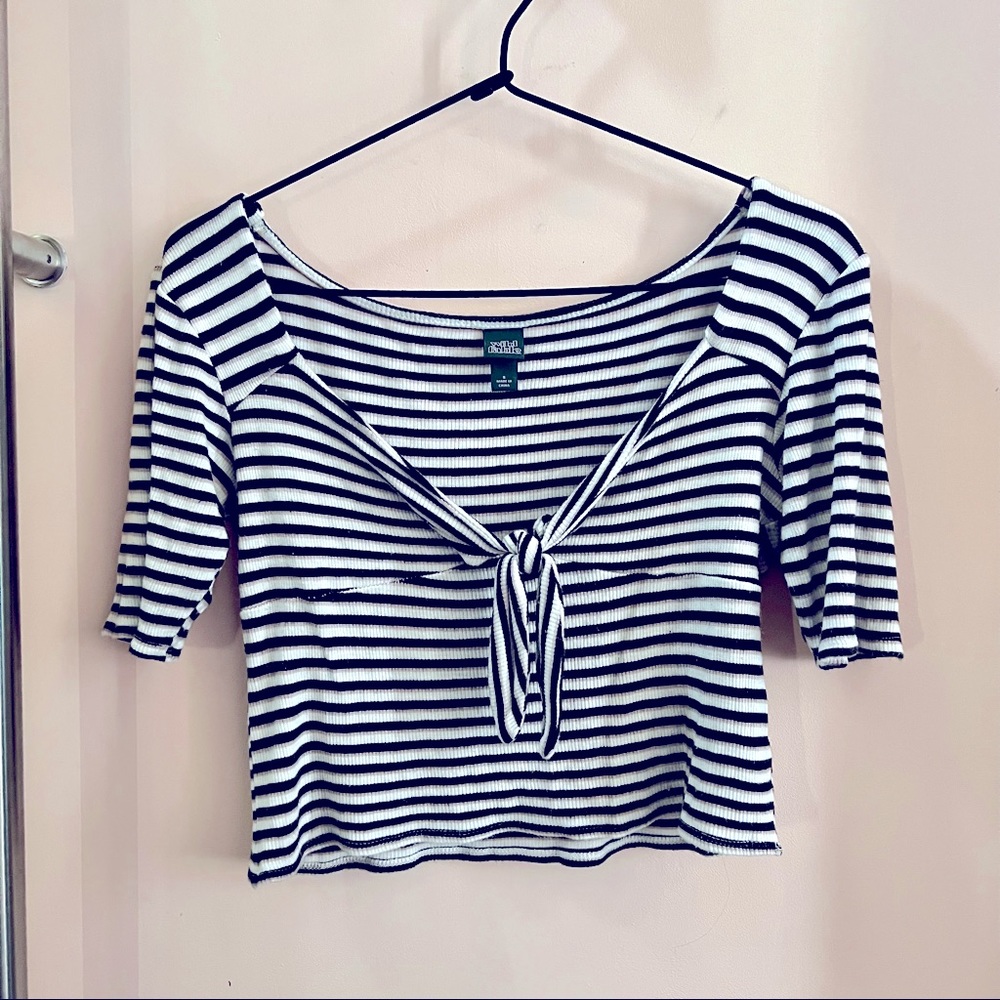 Striped Ribbed Knit Crop Top